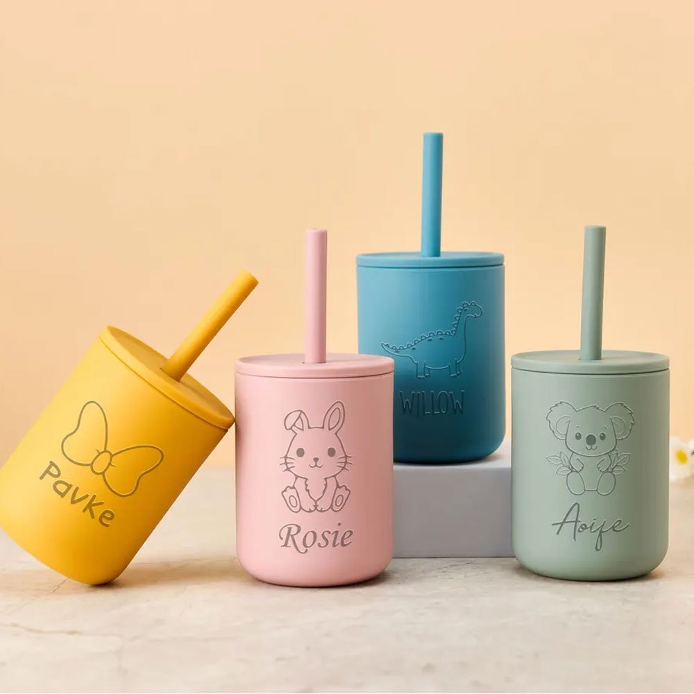 Baby Food Jars With Lids - Siliconen beker met rietje voor kinderen,