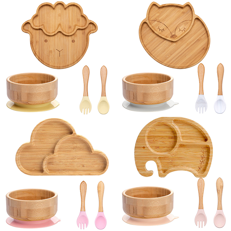 Baby Food Menu - 4Pcs Kinderen Servies Zuig Plaat Kom